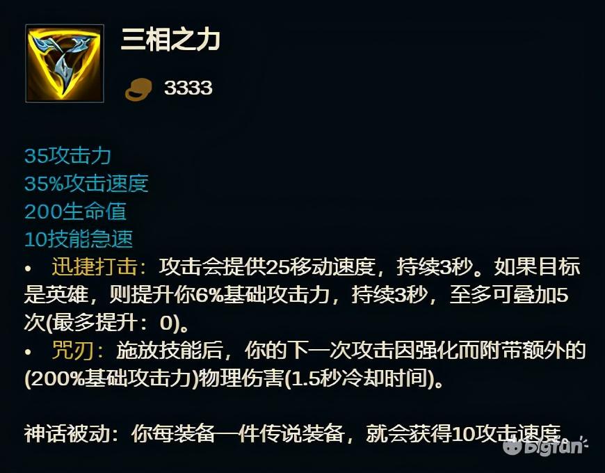 「英雄聯盟」S11全英雄神話裝備推薦，三相之力和不朽盾弓首選