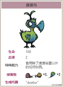 「饑荒海難生物篇」稀有鳥類，渡渡鳥解析