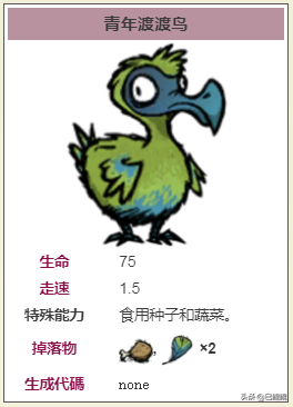 「饑荒海難生物篇」稀有鳥類，渡渡鳥解析
