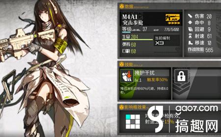 搞趣網：少女前線M4A1屬性好不好 手槍M4A1評測
