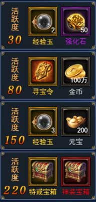 烈火星辰H5歷練系統 活躍度成長送寶箱