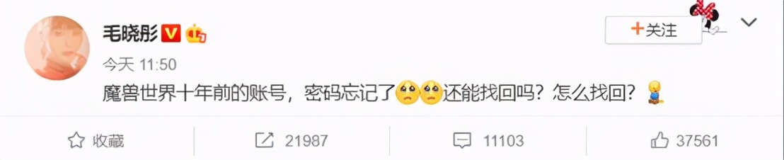 隱藏的魔獸玩家，毛曉彤發文求助，找回十年前的遊戲賬號