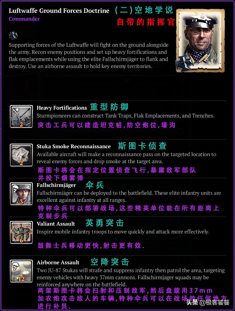 《英雄連2》中西德的指揮官都有哪些?技能是什麼?