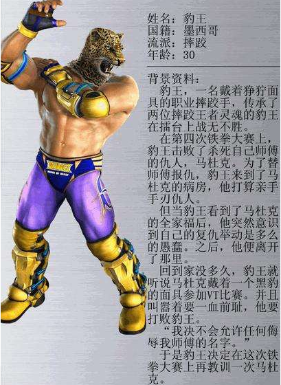 經典街機遊戲鐵拳6BR，角色分析「豹王KING」