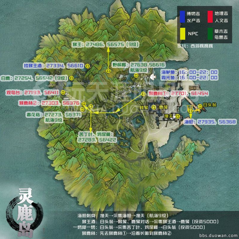 福利！《天涯明月刀OL》航海之各島嶼圖鑑坐標攻略圖全集