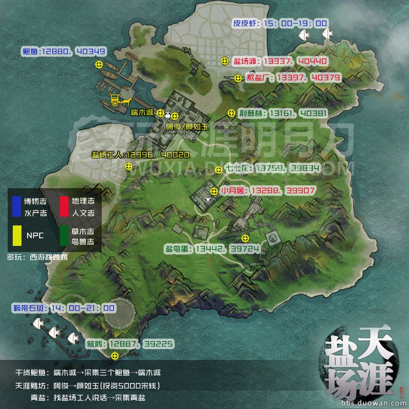 福利！《天涯明月刀OL》航海之各島嶼圖鑑坐標攻略圖全集