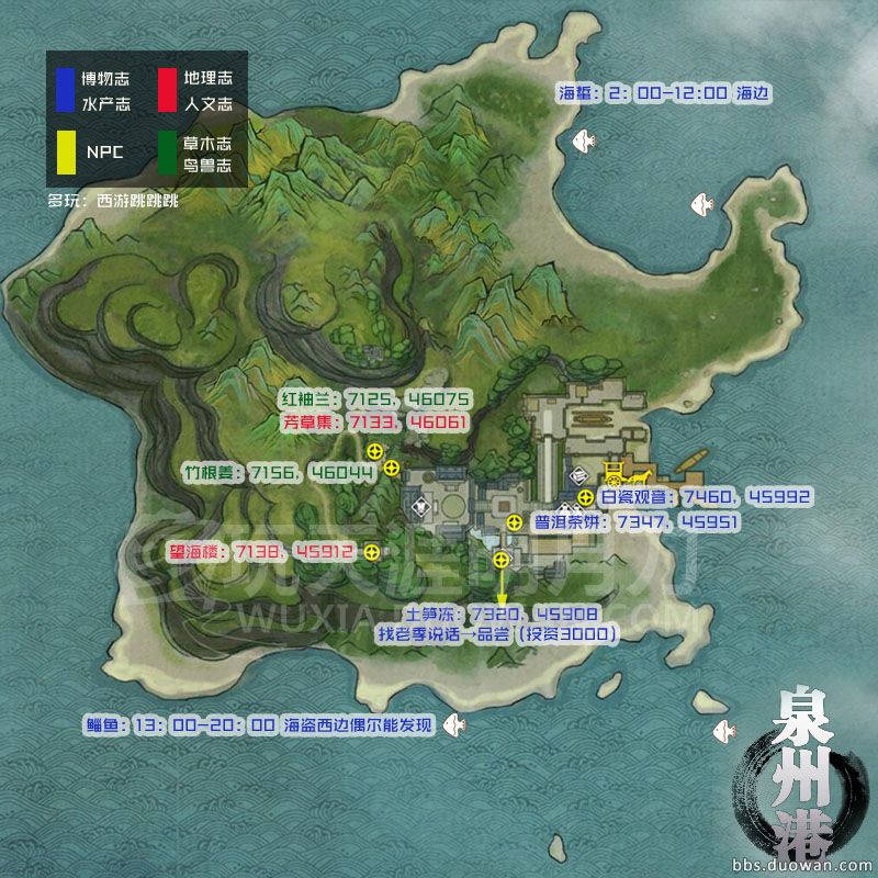 福利！《天涯明月刀OL》航海之各島嶼圖鑑坐標攻略圖全集