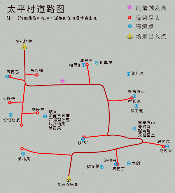 單機遊戲《仙劍4》完整圖文攻略，詳細地圖物資標記